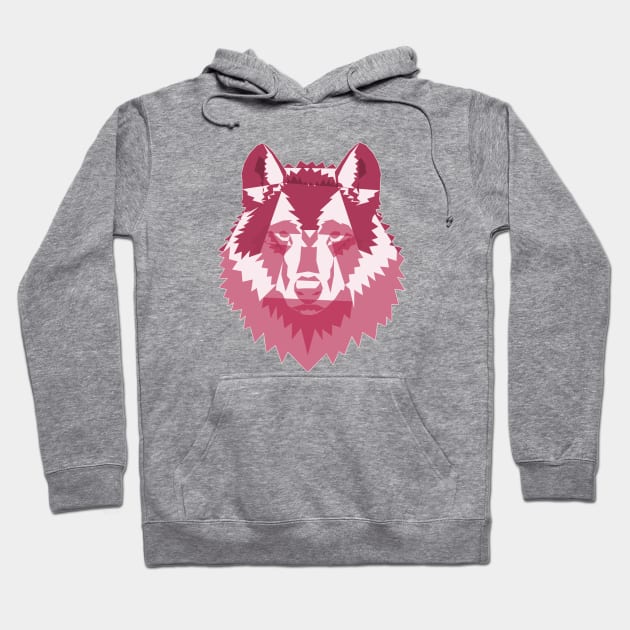 Geometric Pink Wolf Hoodie by Kikabreu